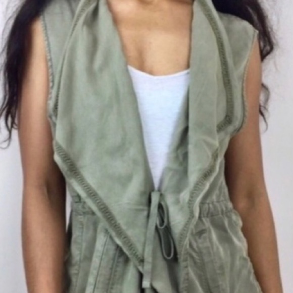 Max Jeans Olive Green Utility Draped Sleeveless Vest; Size M - Picture 3 of 14